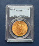 1909-S $20 Saint Gaudens PCGS MS63