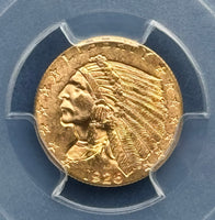 1926 Gold $2.50 Indian PCGS MS63