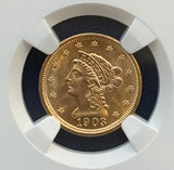 1903 $2.5 Gold Liberty Quarter Eagle NGC MS 66