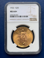 1922 $20 Saint Gaudens NGC MS 64+