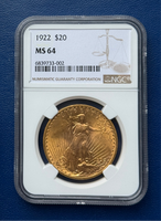 1922 $20 Saint Gaudens Gold Double Eagle NGC MS 64