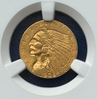 1909 $2.50 Gold Indian Quarter Eagle NGC MS62