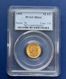 1905 $2 1/2 Quarter Eagle PCGS MS64