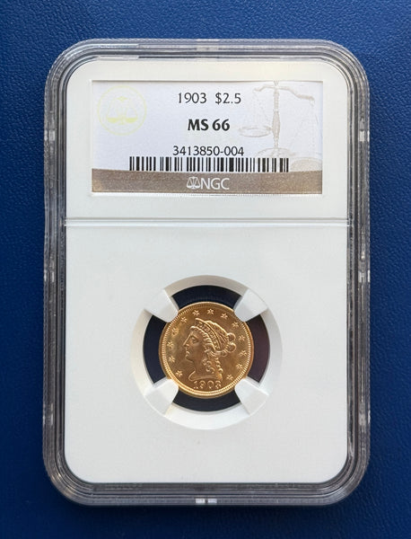 1903 $2.5 Gold Liberty Quarter Eagle NGC MS 66