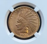 1908 D No Motto $10 Indian Gold Eagle NGC MS 61