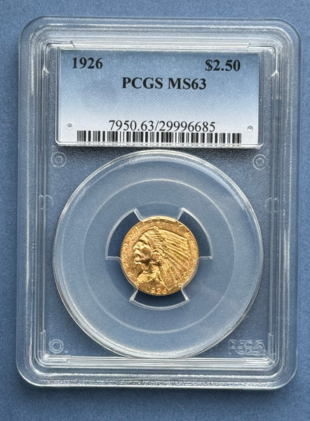 1926 Gold $2.50 Indian PCGS MS63