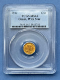 1922 G$1 Grant, With Star PCGS MS64