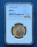 1914 D $10 Indian Gold Eagle NGC MS 65