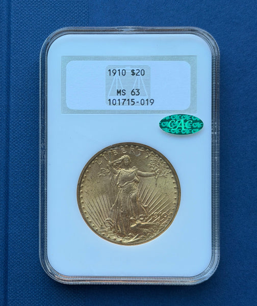 1910 Gold $20 Saint Gaudens Double Eagle NGC MS 63 CAC