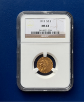 1913 US $2.50 Gold Indian Head Quarter Eagle NGC MS 63