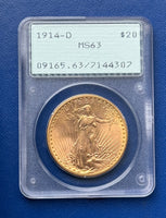 1914-D $20 Gold St.Gaudens PCGS MS63