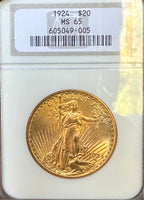 1924 $20 Saint Gaudens Gold Double Eagle NGC MS65