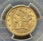 1881 $5 Gold Half Eagle PCGS MS63