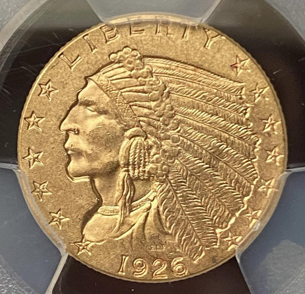 1926 Gold $2.50 Indian Head Quarter Eagle PCGS MS63