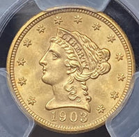 1903 Gold $2.50 Liberty Head Quarter Eagle PCGS MS66 Shield