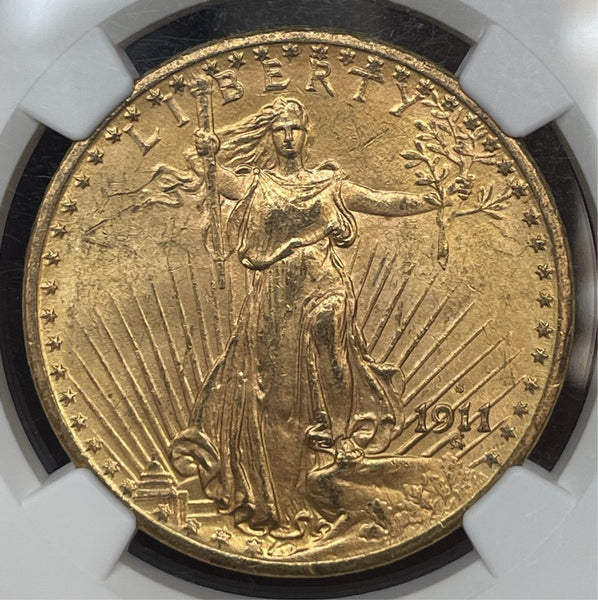 1911 S $20 Gold Saint Gaudens Double Eagle NCG MS 63