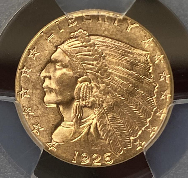 1926 Gold $2.50 Indian Head Quarter Eagle PCGS MS63